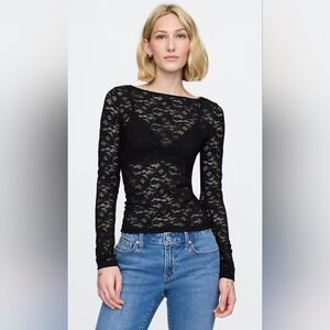 GAP Black Lace Long Sleeve Top